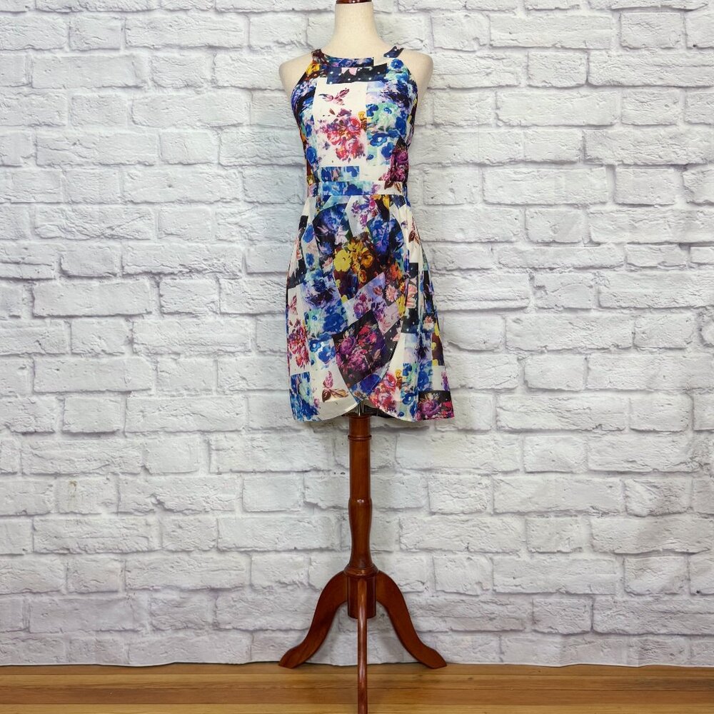 Cooper St. Sheer Floral Faux Wrap Mini Dress